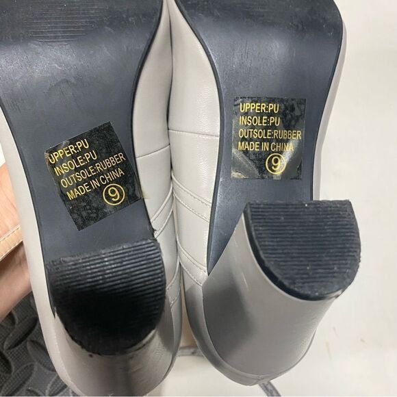 Journee Collection Rory heeled Mary Jane Pumps gray black toe vintage vibe 9 - Picture 7 of 10